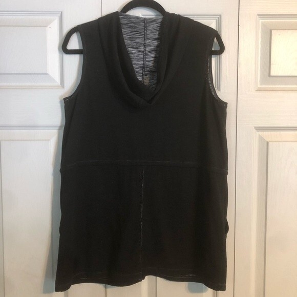 MAX EDITION Weekend Medium Belted Vest Black White Drawstring Waist Marled Knit - Picture 6 of 7